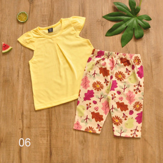 Bộ quần áo zip cotton cánh tiên phối quần legging lửng cho bé gái