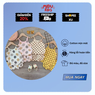quần áo bé gái MiDu Kid mẫu 2 dây chấm bi quần bo thun chất cotton mềm mát thấm hút mồ hôi bé sơ sinh đến 5 tuổi
