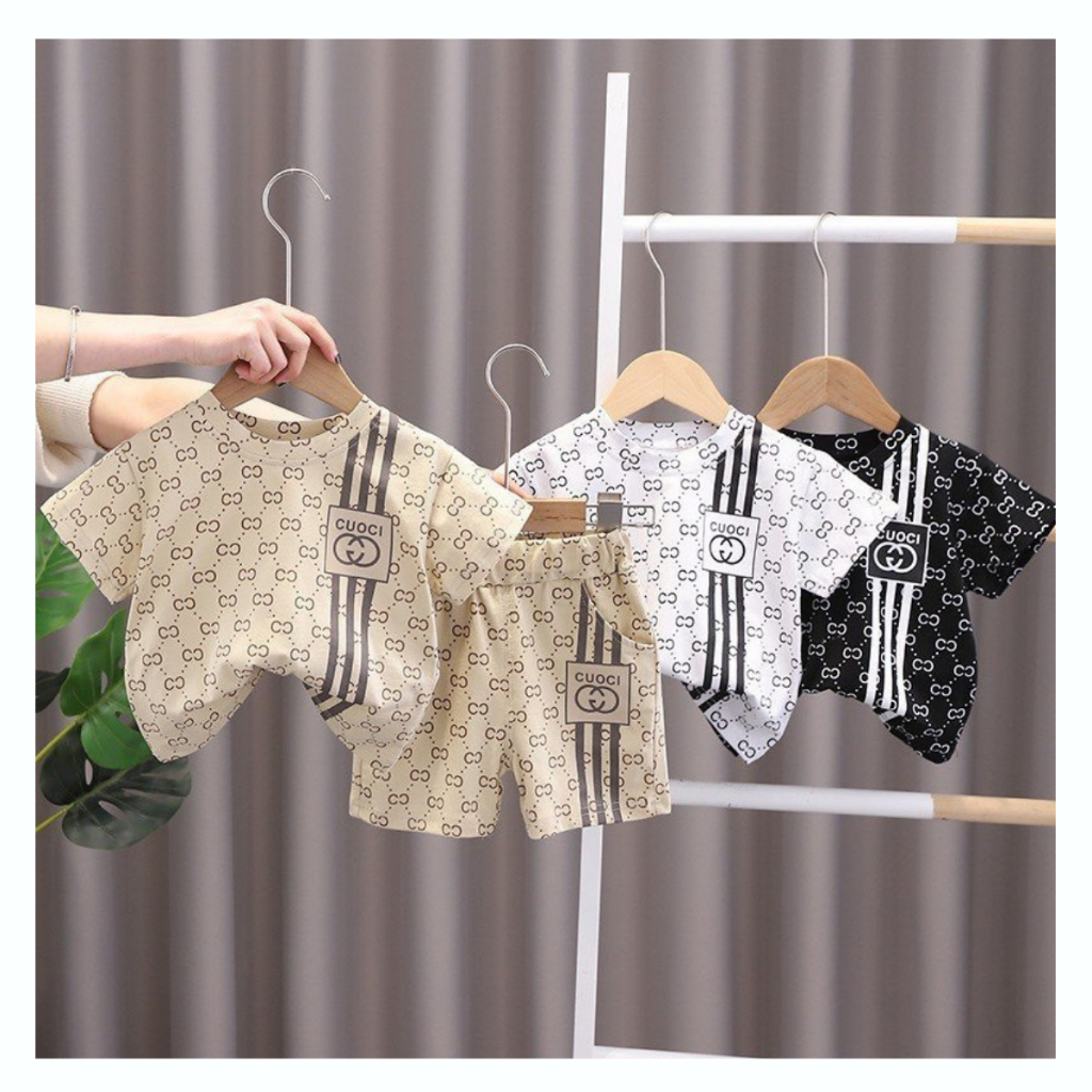 Quần áo trẻ em bé trai mẫu GG chất cotton mềm mịn thoáng mát thấm hút mồ hôi cho bé trai