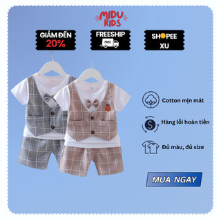 Set Công Tử Quần Áo Trẻ Em Bé Trai Style Hàn Quốc Có Cà Vạt Bảnh Bao Đi Tết Dự Tiệc Thôi Nôi Sinh Nhật