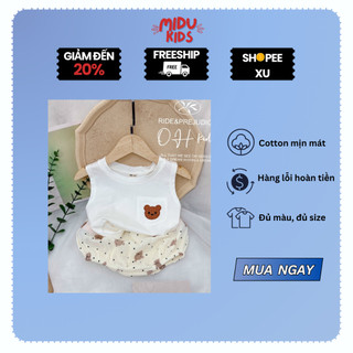  Quần áo trẻ em cho bé trai và bé mẫu Gấu Thêu chất cotton cao cấp MiDu Kid 