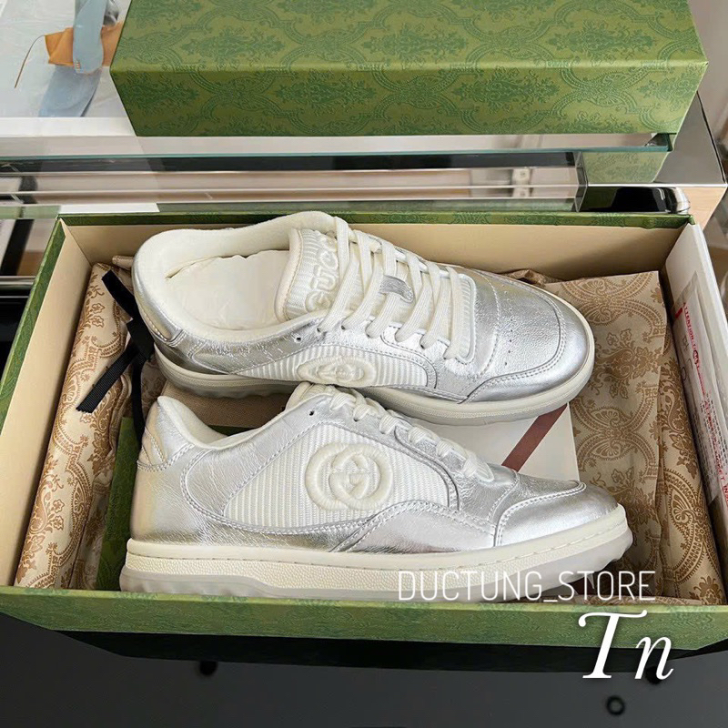 Giày GC Guci mac80 trắng bạc sliver cao cấp lai au dành cho nam nữ