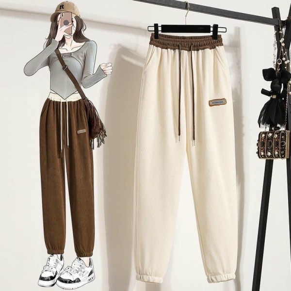 Quần nỉ tăm jogger chun gấu bản cạp lưng thun co giãn kèm dây rút