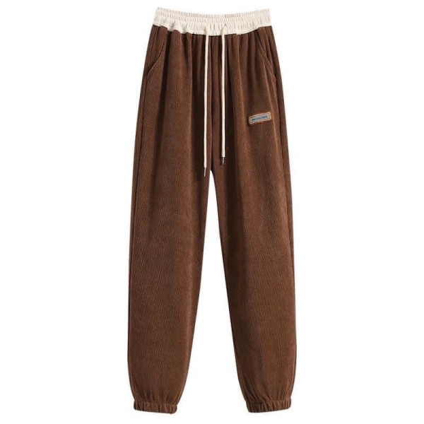 Quần nỉ tăm jogger chun gấu bản cạp lưng thun co giãn kèm dây rút