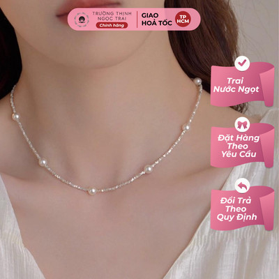 Dây Chuyền Ngoc Trai Mix Sợi Bạc Hạt Nhỏ Sang Trọng - Ngọc Trai Trường Thịnh