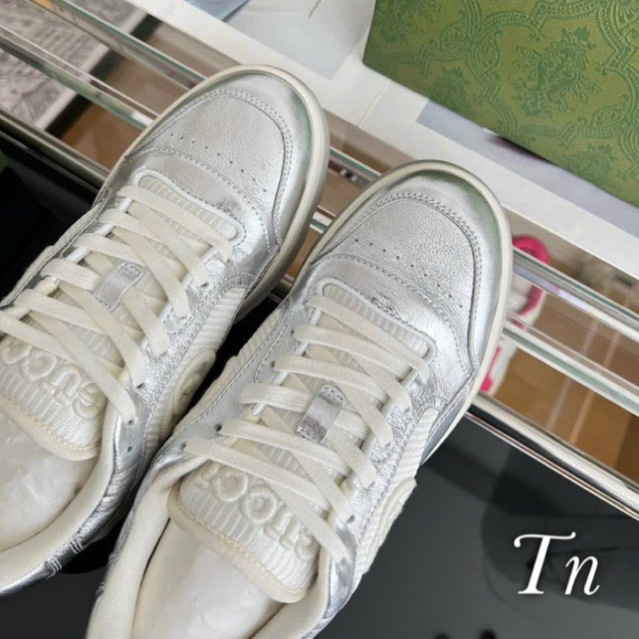 Giày GC Guci mac80 trắng bạc sliver cao cấp lai au dành cho nam nữ