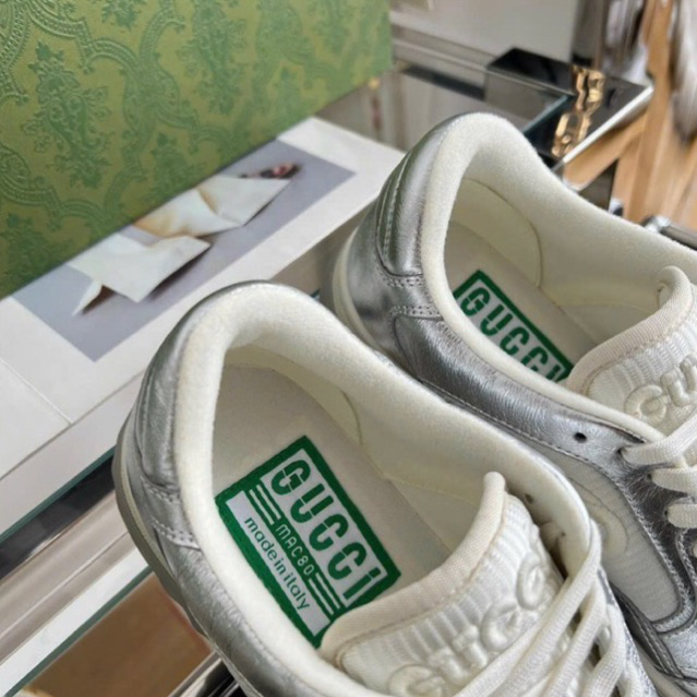 Giày GC Guci mac80 trắng bạc sliver cao cấp lai au dành cho nam nữ