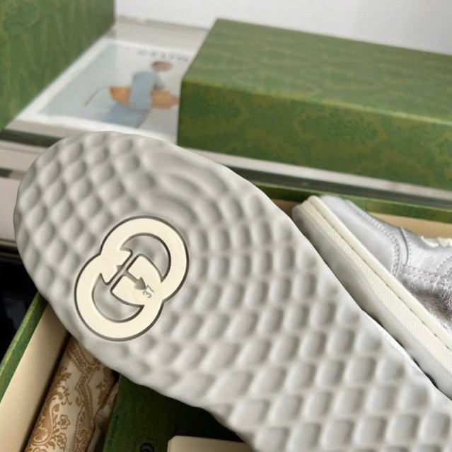 Giày GC Guci mac80 trắng bạc sliver cao cấp lai au dành cho nam nữ