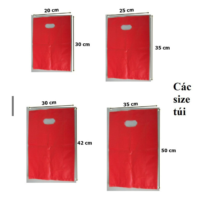 1kg Túi bóng đỏ, nilong đỏ, đựng quà, bọc hàng loại dai bền đẹp đủ mọi kích thước