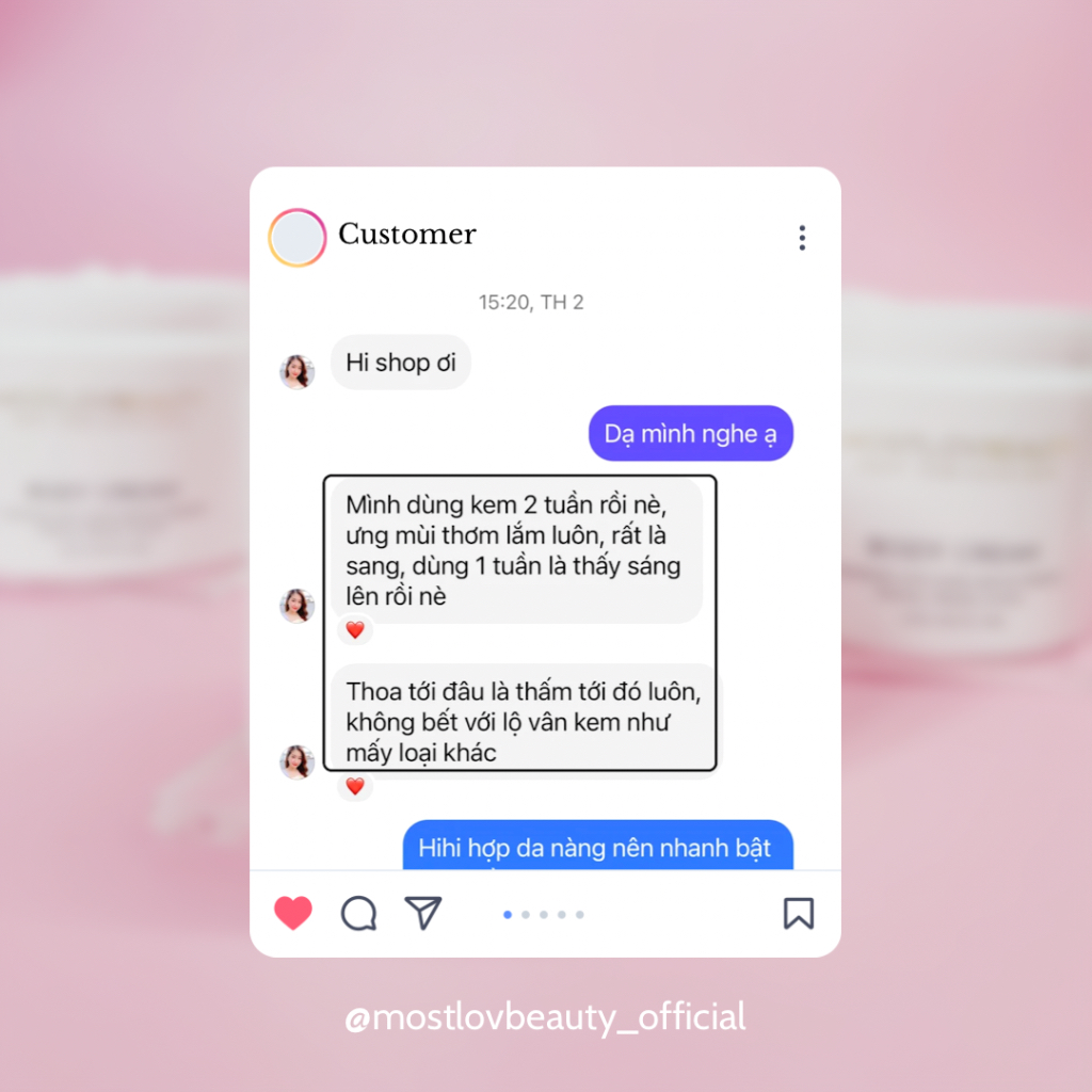 Kem Body Dưỡng Trắng Da Vào Ban Đêm Mostlovbeauty, TRẮNG THẬT Sau 2 Tuần Sử Dụng