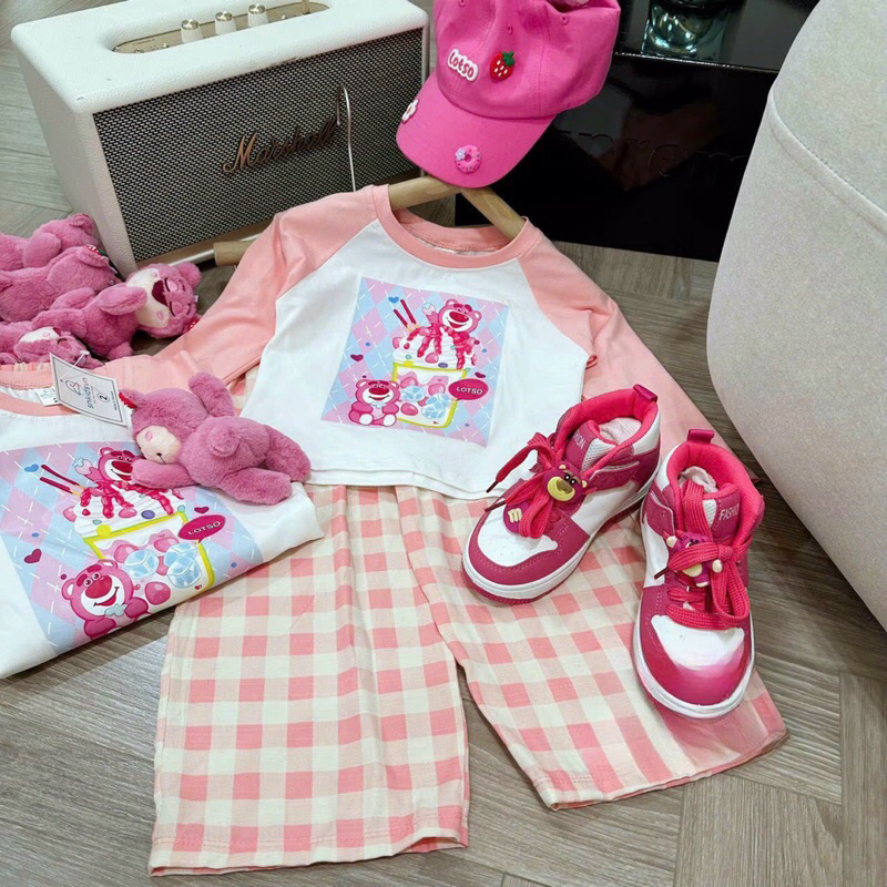 Set quần dài suông áo cotton xịn sò size bé gái 10-30kg