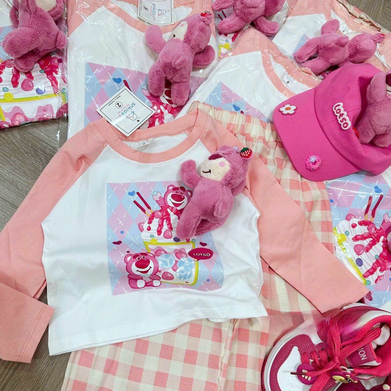 Set quần dài suông áo cotton xịn sò size bé gái 10-30kg