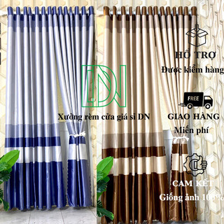 Rèm cửa sổ họa tiết sọc ngang,rèm cửa sổ chống nắng may sẳn màu nâu và xanh đẹp,hiện đại giá tốt tặng kèm dây vén xịn.