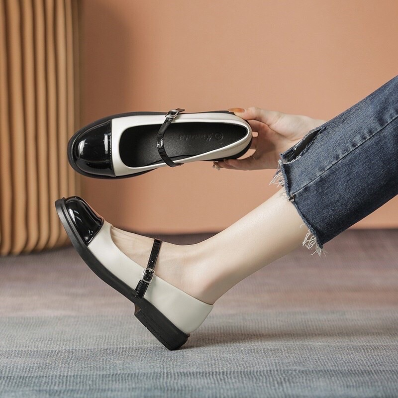 Giày búp bê nữ, giày marry jane mũi tròn quai ngang tiểu thư