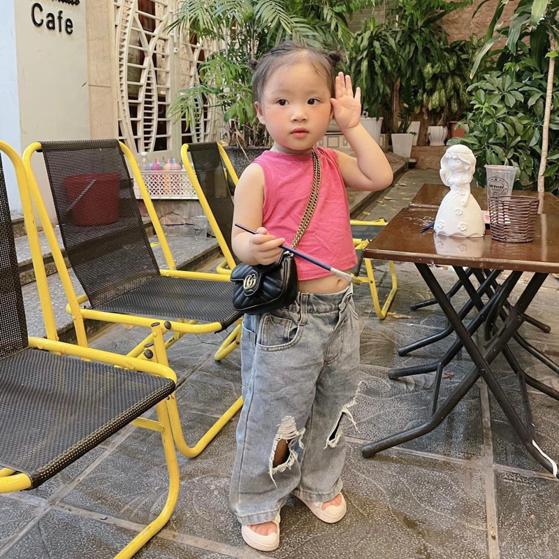 Áo Croptop Bé Gái, Áo Thun Sát Nách Dễ Phối Đồ Vải Cotton