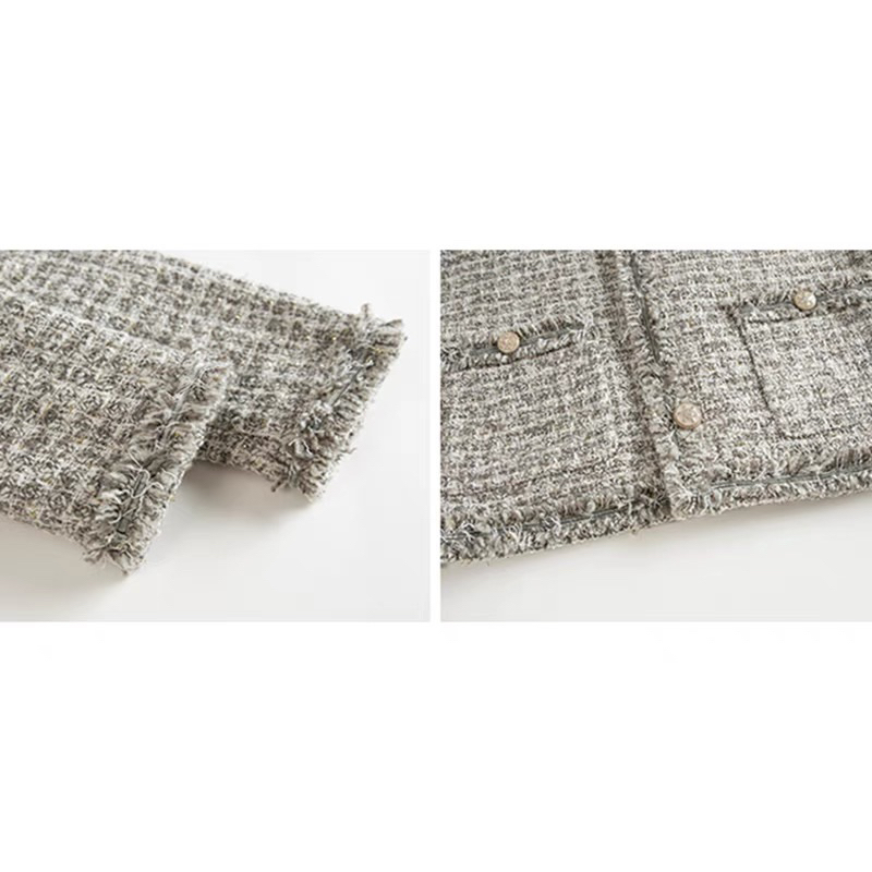 Áo khoác dạ tweed, áo khoác thu đông hai lớp, có độn vai LA CHIC