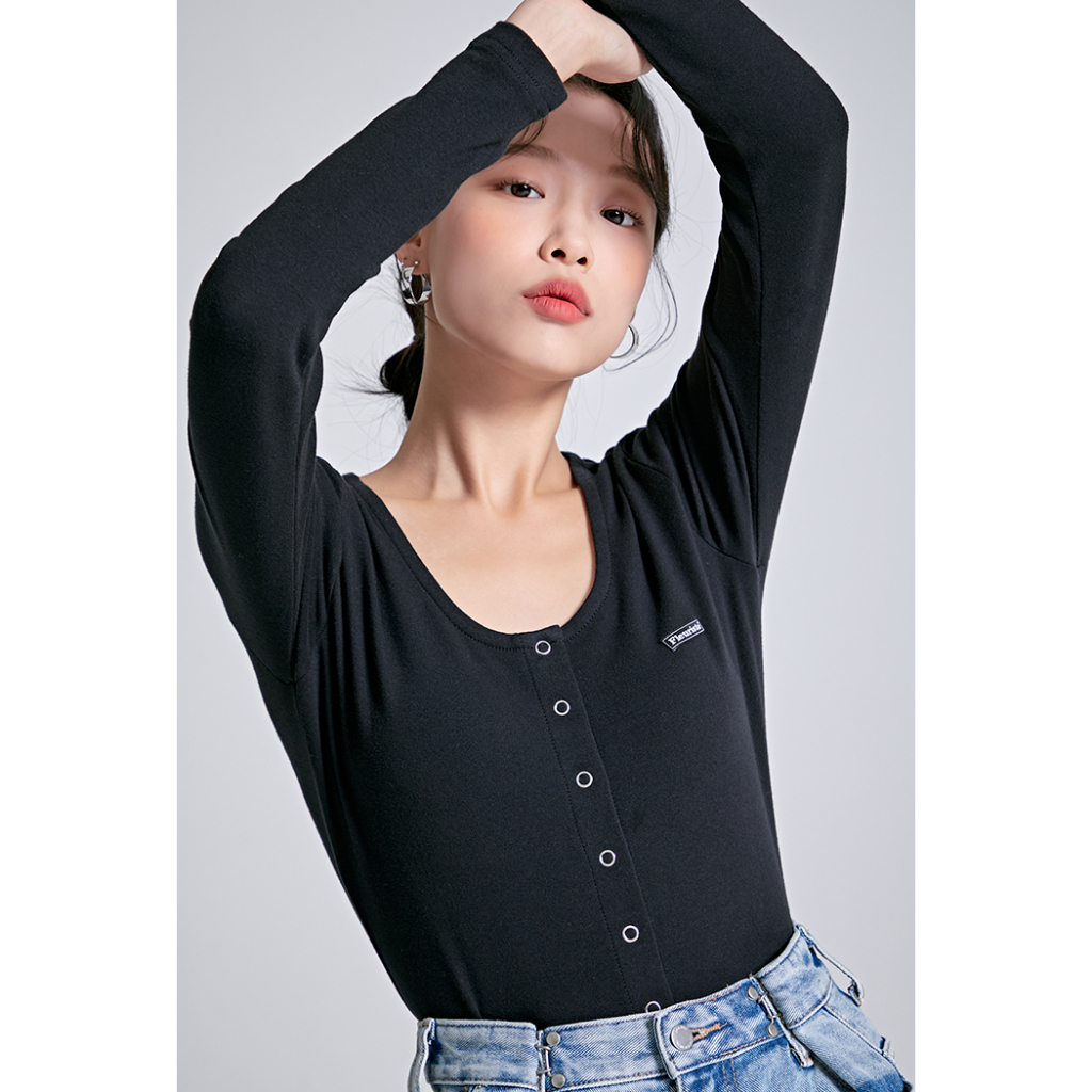 Áo thun nữ SPAO dài tay cúc bấm