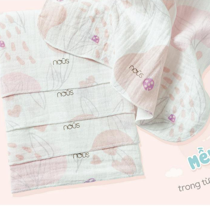 Set 5 khăn sữa Nous siêu mềm mịn thấm hút