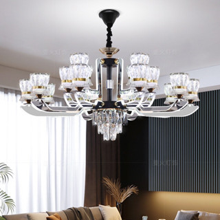 [HÀNG LOẠI I] Đèn chùm pha lê phát quang trang trí phòng khách,Đèn chùm tân cổ điển ánh sáng đổi 3 màu bảo hành 2 năm