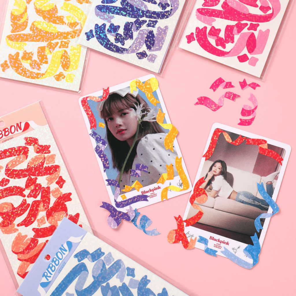 Zanmo tấm hình dán sticker dải ruy băng decor toploader