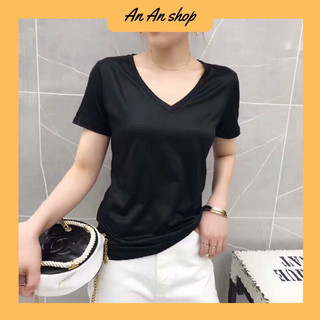 Áo thun nữ cổ tim, áo thun cotton mềm mịn dáng chuẩn đẹp, áo thun mùa hè