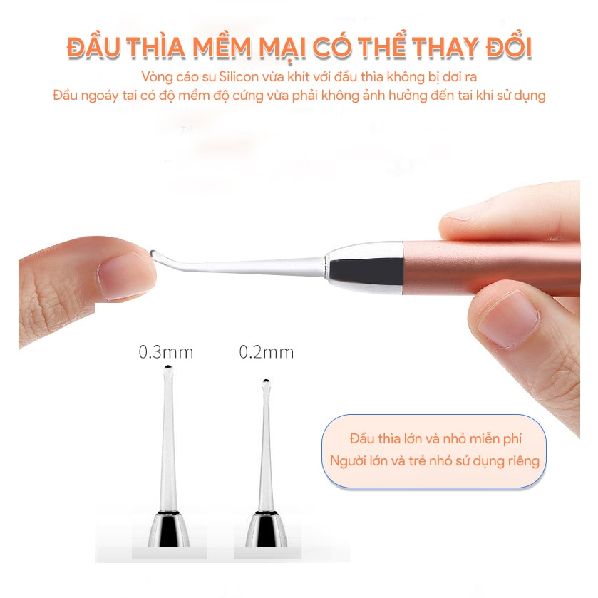 Lấy ráy tai ngoáy tai có đèn cho trẻ em và người lớn, Dụng cụ lấy ráy tai thép cao cấp không gỉ - ACOPI.store