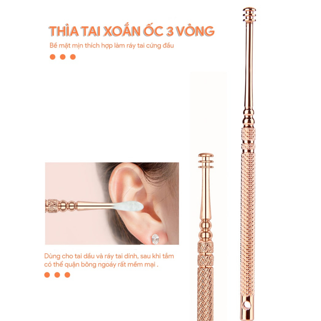 Lấy ráy tai ngoáy tai có đèn cho trẻ em và người lớn, Dụng cụ lấy ráy tai thép cao cấp không gỉ - ACOPI.store