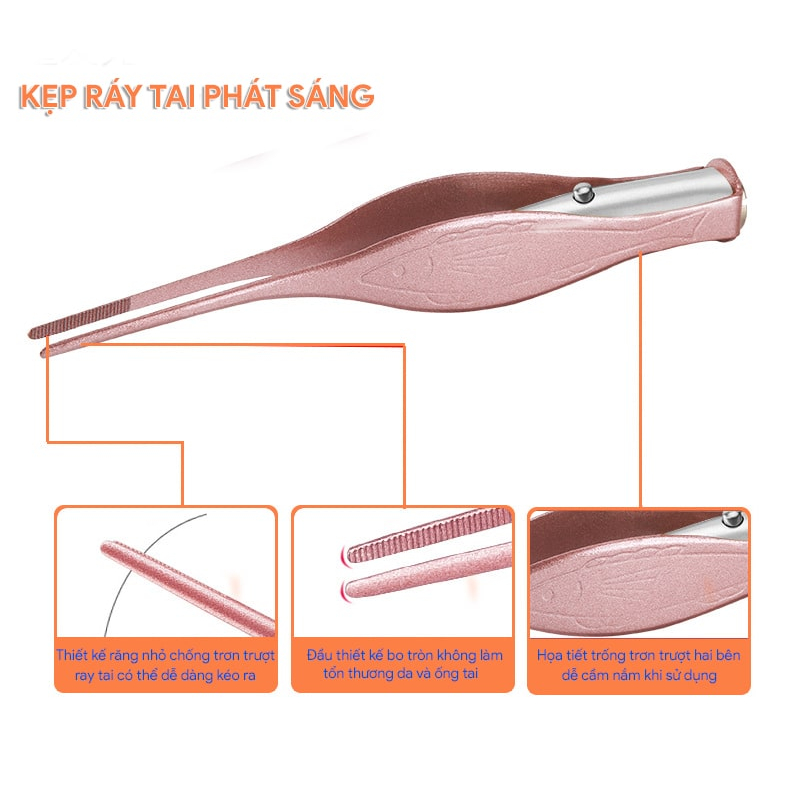 Lấy ráy tai ngoáy tai có đèn cho trẻ em và người lớn, Dụng cụ lấy ráy tai thép cao cấp không gỉ - ACOPI.store