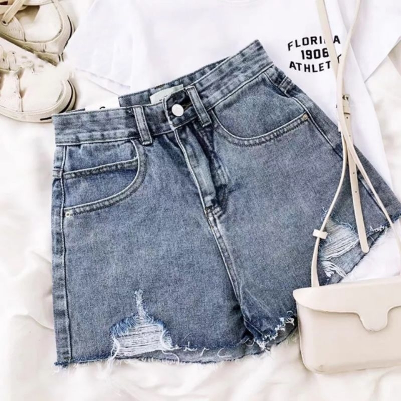 Quần short jeans nữ Anna jeans tua lai rách ulzzang phong cách hàn quốc trẻ trung năng động cá tính