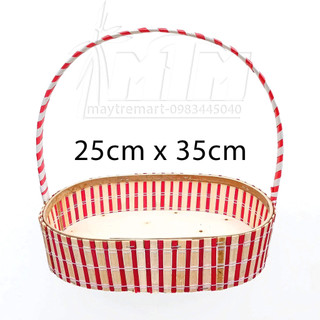 Giỏ hoa quả, giỏ quà tết, giỏ mành đỏ, Giỏ tre l Giỏ oval mành