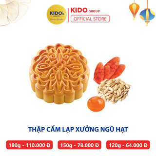 Bánh trung thu KIDO’s Bakery vị Thập Cẩm Lạp Xưởng Ngũ Hạt 0 trứng 120g  - tặng hộp đơn 2 bánh và 4 bánh