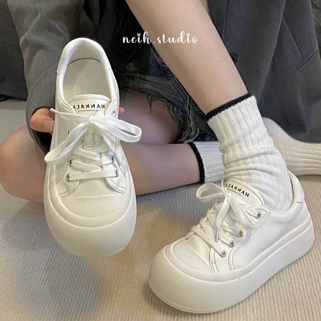 Giày sneaker trắng nữ sinh bánh mì đế cao đáng yêu neih.studio
