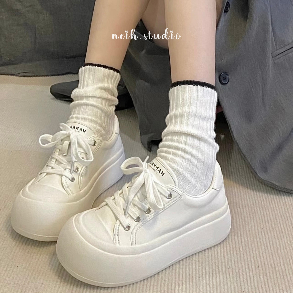 Giày sneaker trắng nữ sinh bánh mì đế cao đáng yêu neih.studio