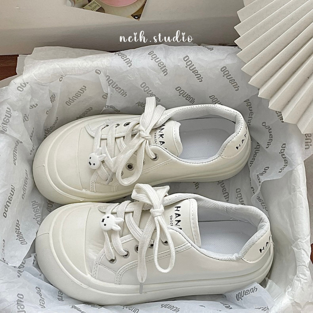Giày sneaker trắng nữ sinh bánh mì đế cao đáng yêu neih.studio