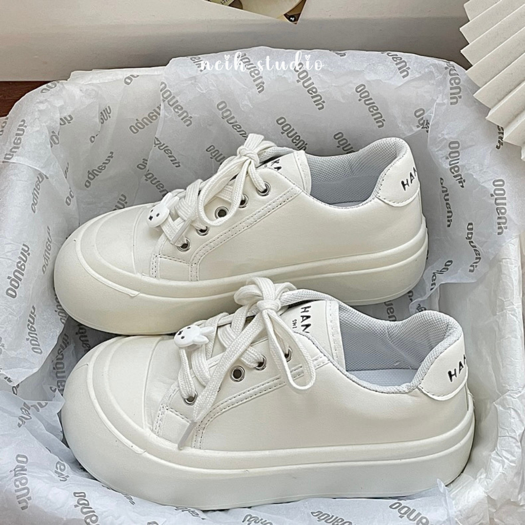 Giày sneaker trắng nữ sinh bánh mì đế cao đáng yêu neih.studio