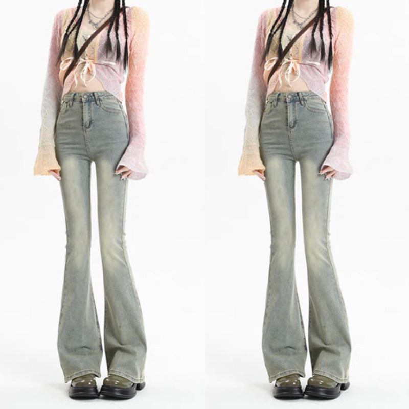 Quần Bò Nữ Ống Loe , Quần Jeans Nữ Ống Loe Màu Xanh Bạc HOTTREND TL43 | BigBuy360 - bigbuy360.vn