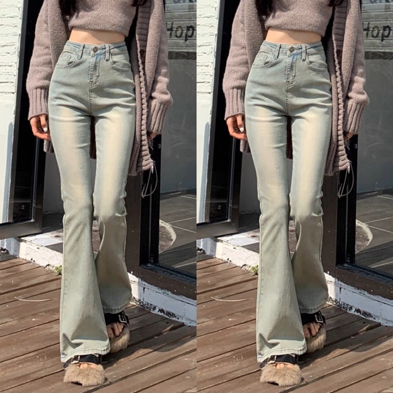 Quần Bò Nữ Ống Loe , Quần Jeans Nữ Ống Loe Màu Xanh Bạc HOTTREND TL43 | BigBuy360 - bigbuy360.vn