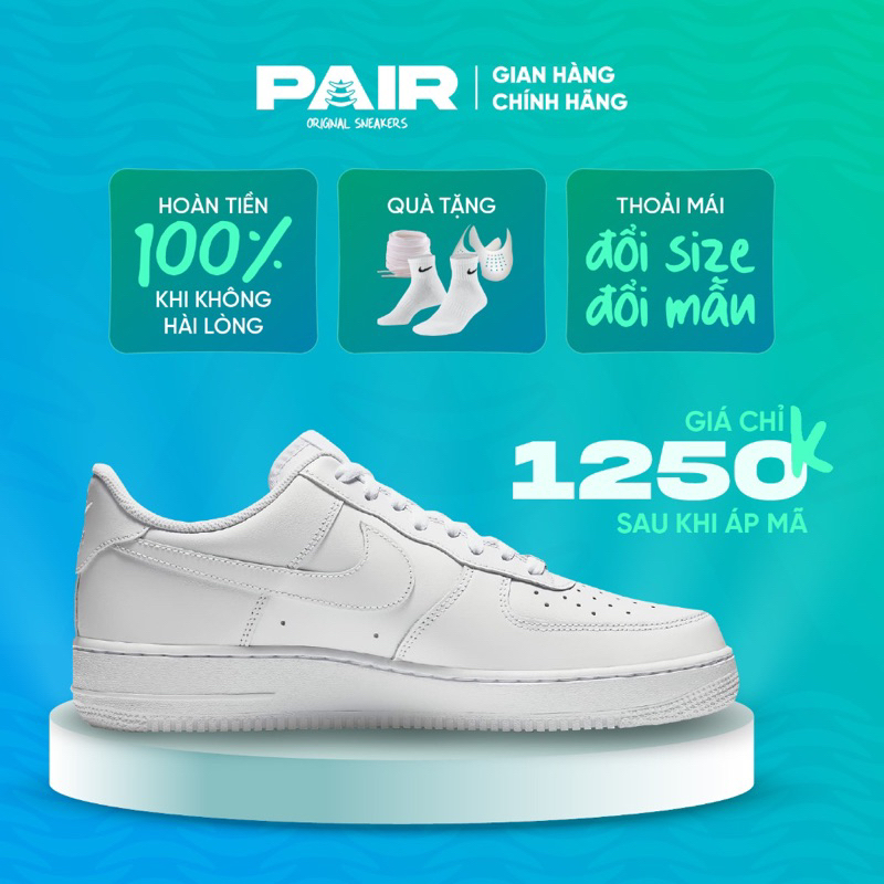 Giày AF1 trắng full bản order 100% da pu đế nhẹ đi êm full phụ kiện