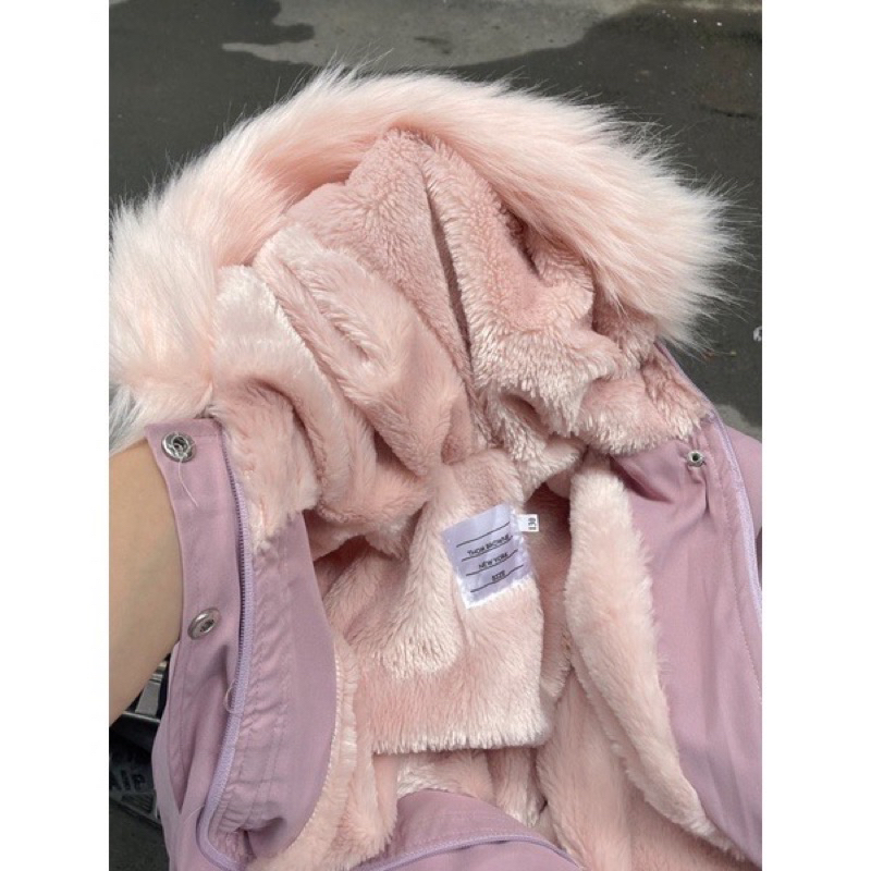 Áo khoác parka hồng cho bé gái