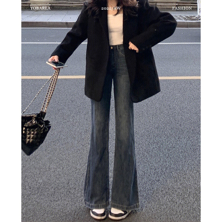 Quần Jeans Nữ Ống Loe , Quần Bò Nữ Ống Loe Màu Xanh Phong Cách Đường Phố TL44 | BigBuy360 - bigbuy360.vn