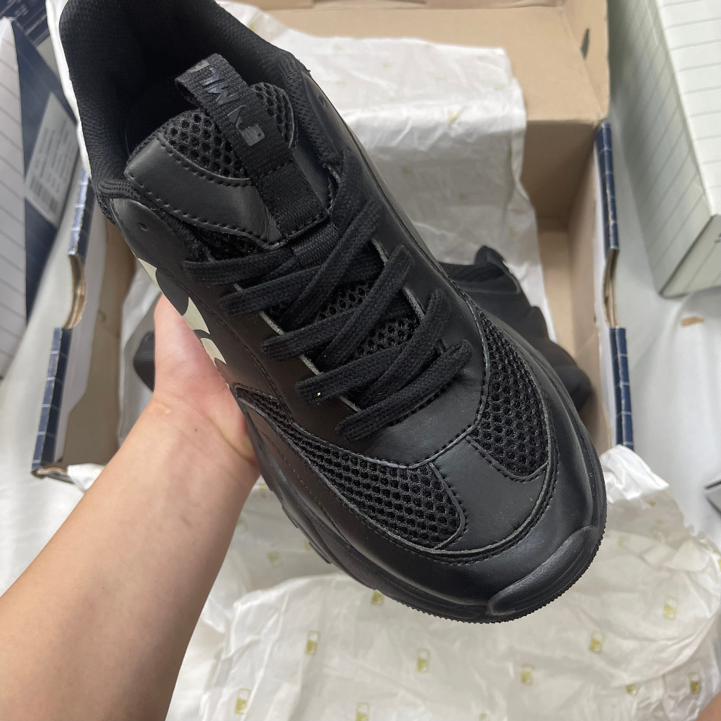 Giày thể thao MLB Chính Hãng chunky Mesh đen dễ phối đồ, đế độn 6cm