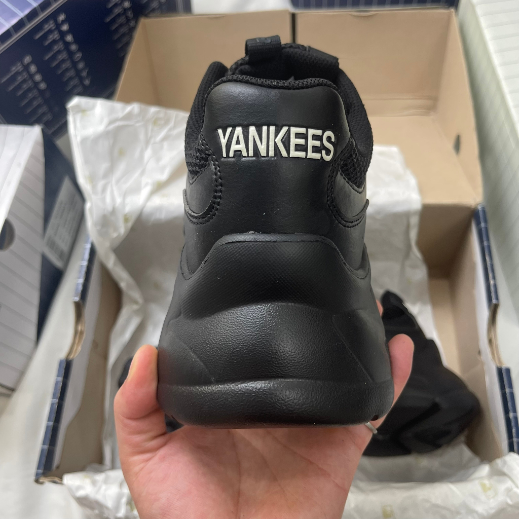 Giày thể thao MLB Chính Hãng chunky Mesh đen dễ phối đồ, đế độn 6cm