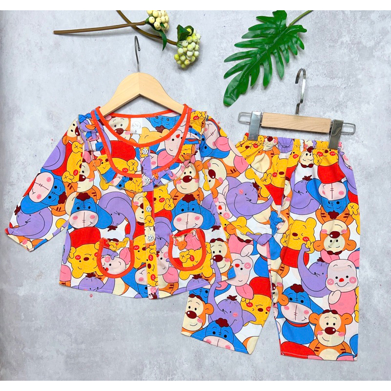 Bộ tole/lanh bé gái tay dài quần dài cài giữa -KN Kids