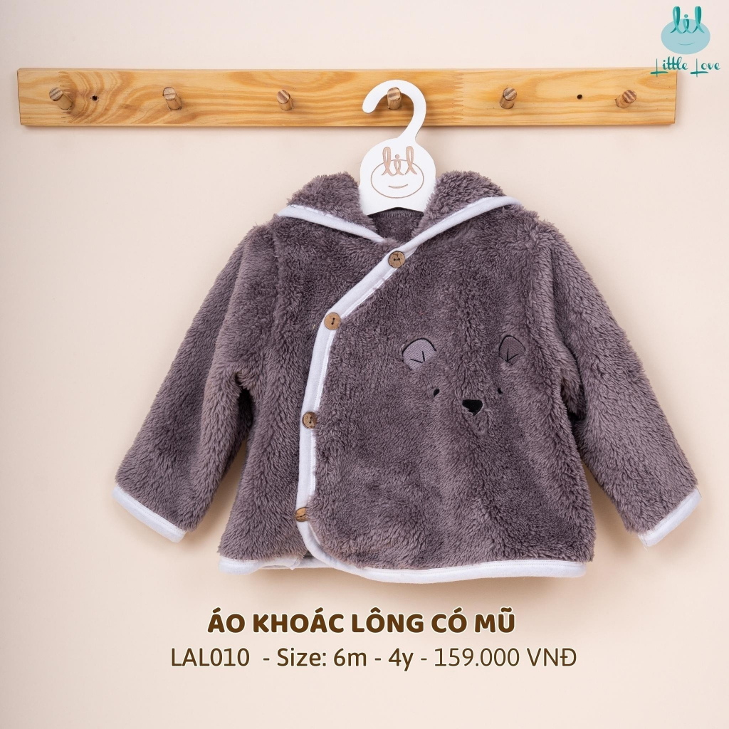 Áo khoác lông có mũ cho bé hãng Lil dày dặn ấm áp cho bé từ 6 tháng đến 4 tuổi