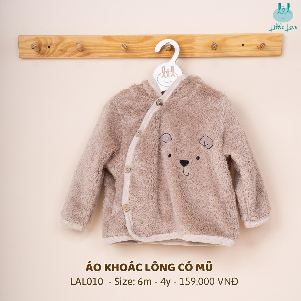 Áo khoác lông có mũ cho bé hãng Lil dày dặn ấm áp cho bé từ 6 tháng đến 4 tuổi