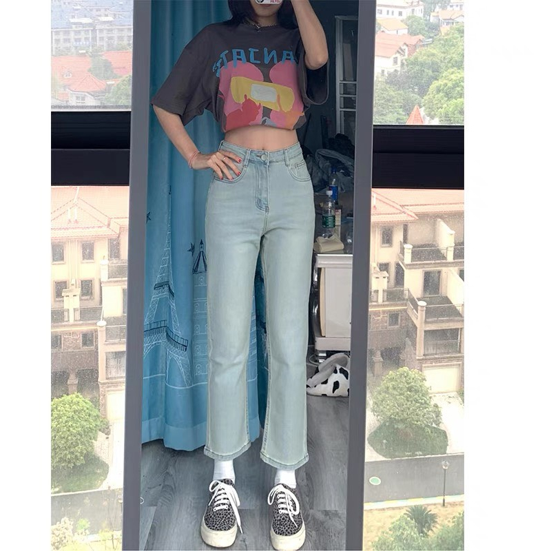 Quần Bò Nữ Ống Loe , Quần Jeans Nữ Ống Loe Nhẹ Màu Xanh Phong Cách Retro TL47 | BigBuy360 - bigbuy360.vn