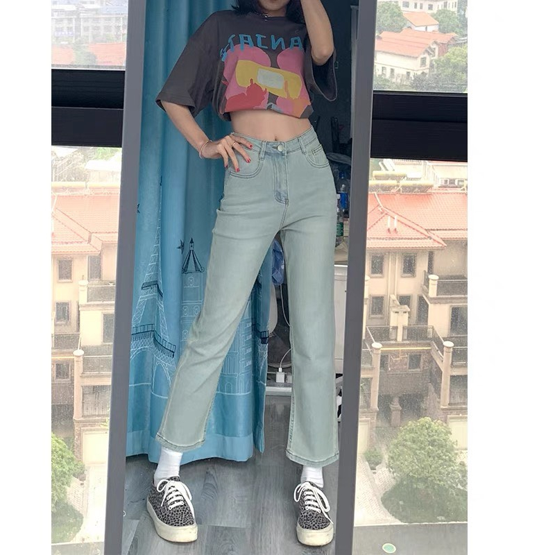 Quần Bò Nữ Ống Loe , Quần Jeans Nữ Ống Loe Nhẹ Màu Xanh Phong Cách Retro TL47 | BigBuy360 - bigbuy360.vn