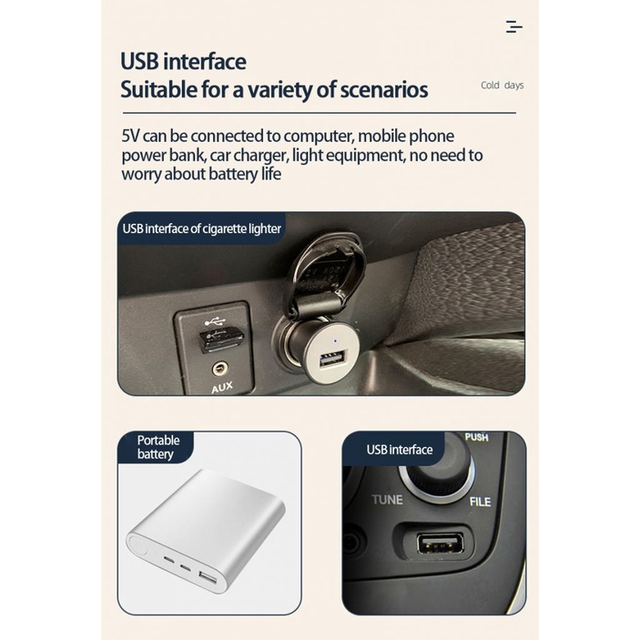 Quạt mini 5V  xoay 360 tiện ích trên ô tô, xe hơi, bàn làm việc, để được số điện thoại Tặng tẩu 2USB