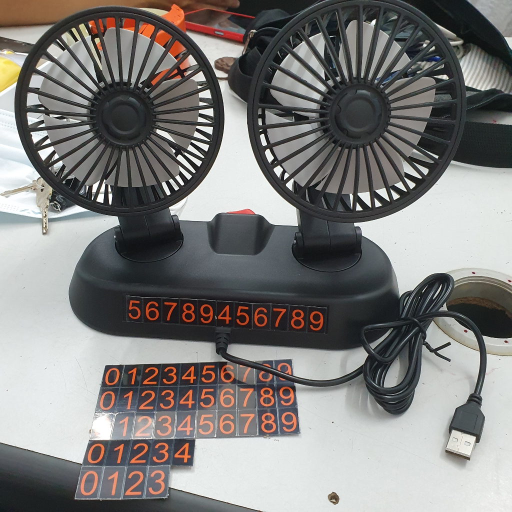 Quạt mini 5V  xoay 360 tiện ích trên ô tô, xe hơi, bàn làm việc, để được số điện thoại Tặng tẩu 2USB