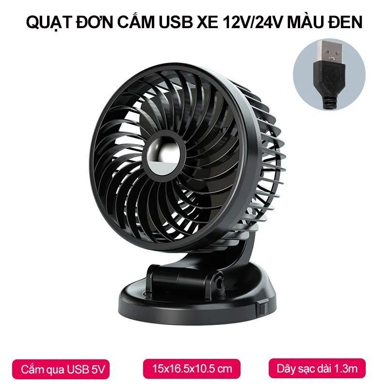 Quạt mini 5V  xoay 360 tiện ích trên ô tô, xe hơi, bàn làm việc, để được số điện thoại Tặng tẩu 2USB